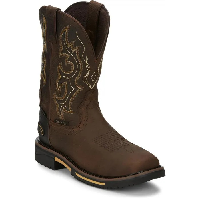 MEN Joist 11034 Waterproof Comp Toe Chocolate Justin Boots Work