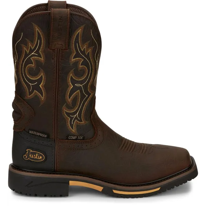 MEN Joist 11034 Waterproof Comp Toe Chocolate Justin Boots Work