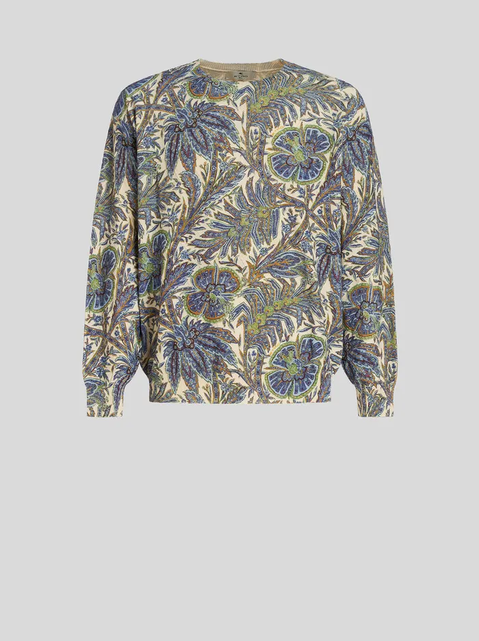 Men Jumper With Macro Floral Designs Etro Knitwear