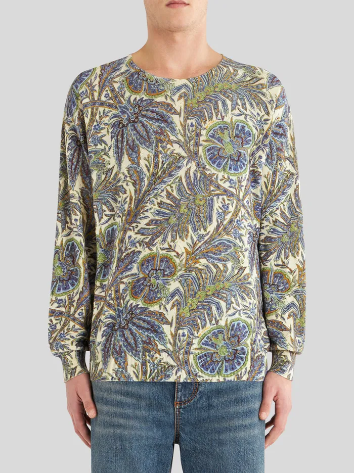 Men Jumper With Macro Floral Designs Etro Knitwear