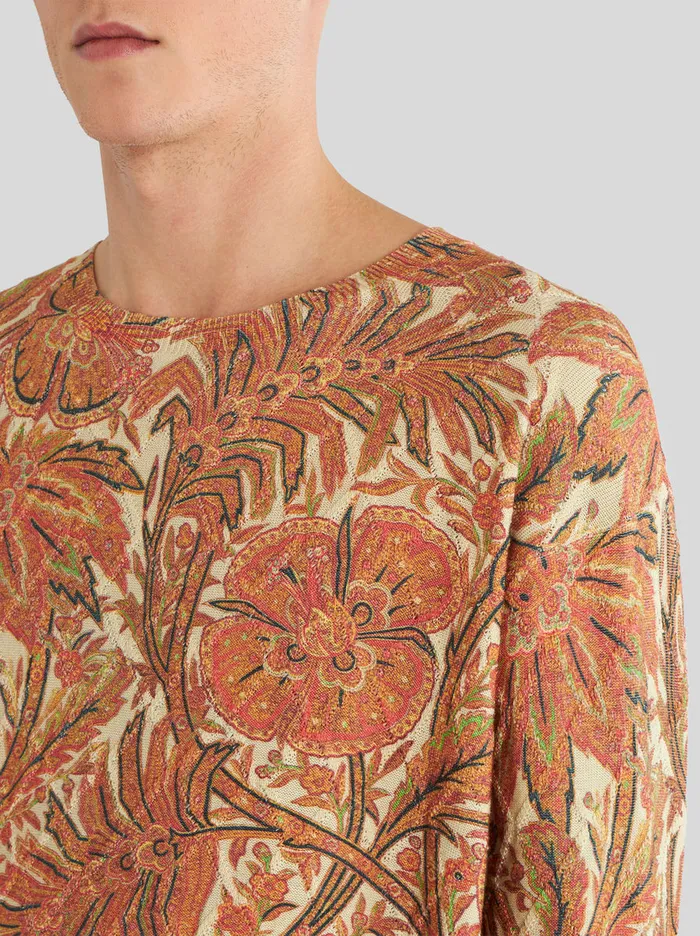 Men Jumper With Macro Floral Designs Etro Knitwear