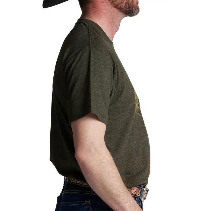 MEN Justin Bison Tee Olive Heather Justin Boots TShirts and Polos