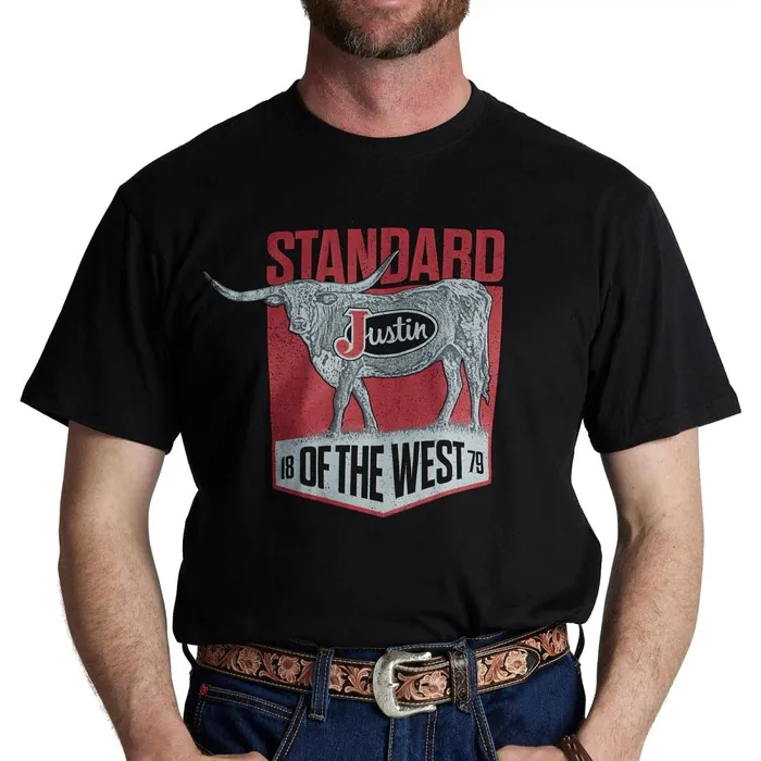 MEN Justin Standard Of The West Tee Black Justin Boots TShirts and Polos