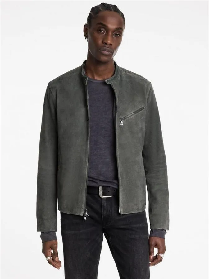 Men Leather Jackets John Varvatos REEDE RACER JACKET Pebble