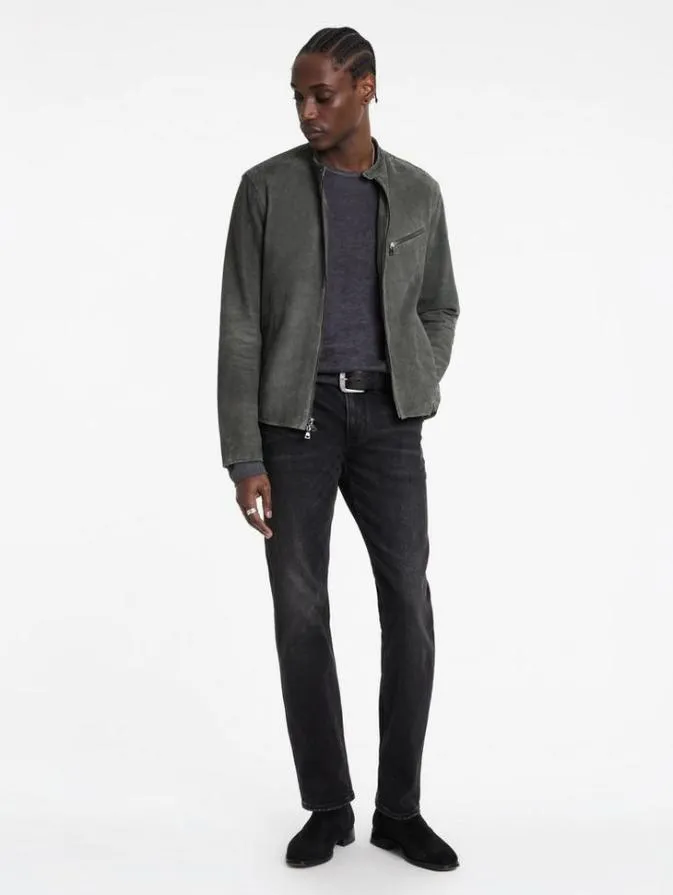 Men Leather Jackets John Varvatos REEDE RACER JACKET Pebble