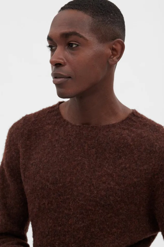 Men Norse Projects Knitwear Birnir Brushed Lambswool Rust Brown