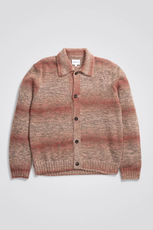 Men Norse Projects Knitwear Erik Space Dye Knit Jacket Blood Orange