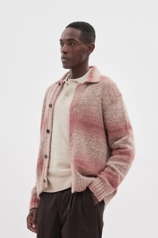 Men Norse Projects Knitwear Erik Space Dye Knit Jacket Blood Orange