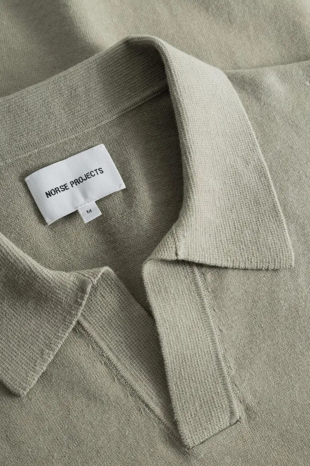 Men Norse Projects Knitwear Leif Cotton Linen Polo Clay