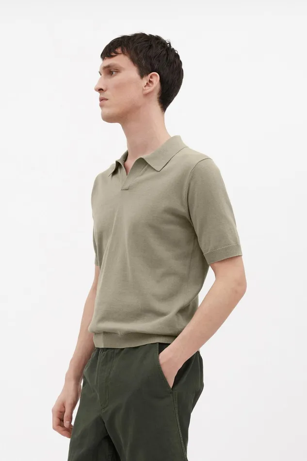 Men Norse Projects Knitwear Leif Cotton Linen Polo Clay