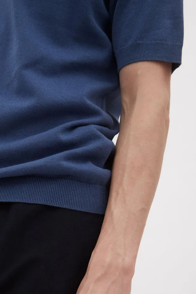 Men Norse Projects Knitwear Rhys Cotton Linen Tshirt Calcite Blue