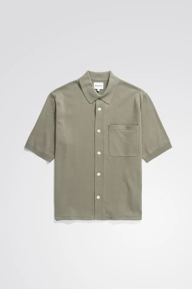 Men Norse Projects Knitwear Rollo Cotton Linen SS Shirt Clay