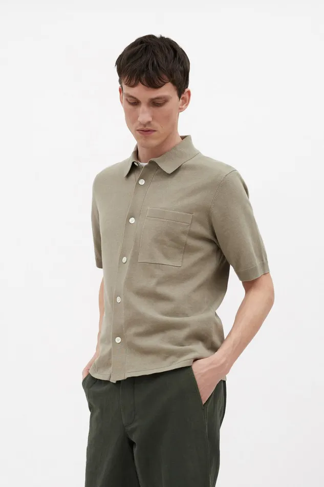Men Norse Projects Knitwear Rollo Cotton Linen SS Shirt Clay