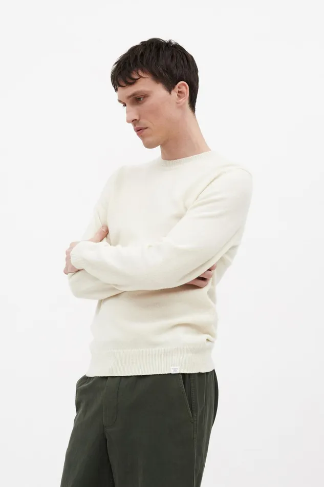 Men Norse Projects Knitwear Sigfred Merino Lambswool Sweater Ecru