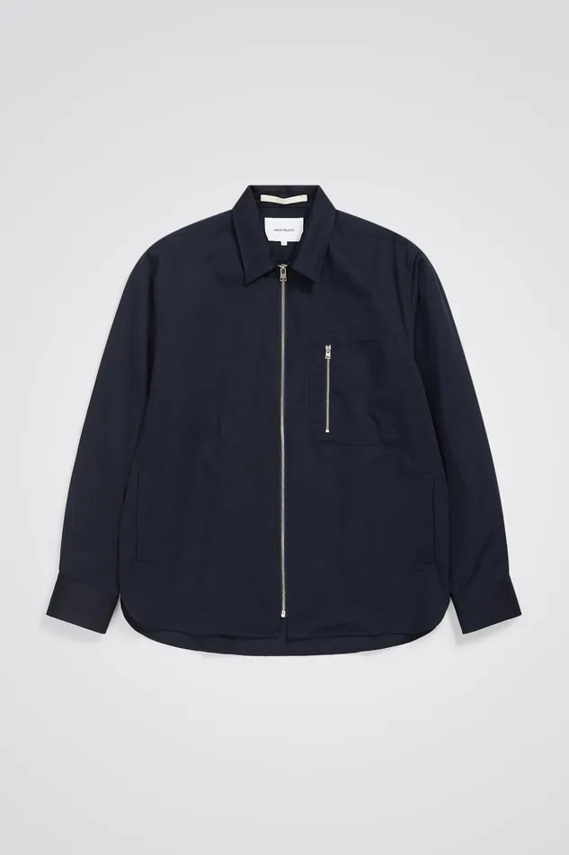 Men Norse Projects Overshirts Ulrik Gabardine Overshirt Dark Navy