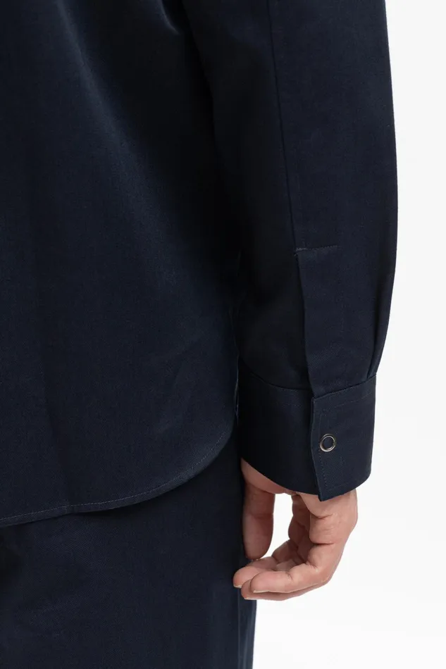 Men Norse Projects Overshirts Ulrik Gabardine Overshirt Dark Navy