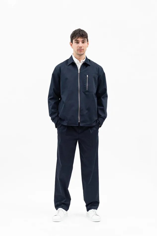 Men Norse Projects Overshirts Ulrik Gabardine Overshirt Dark Navy