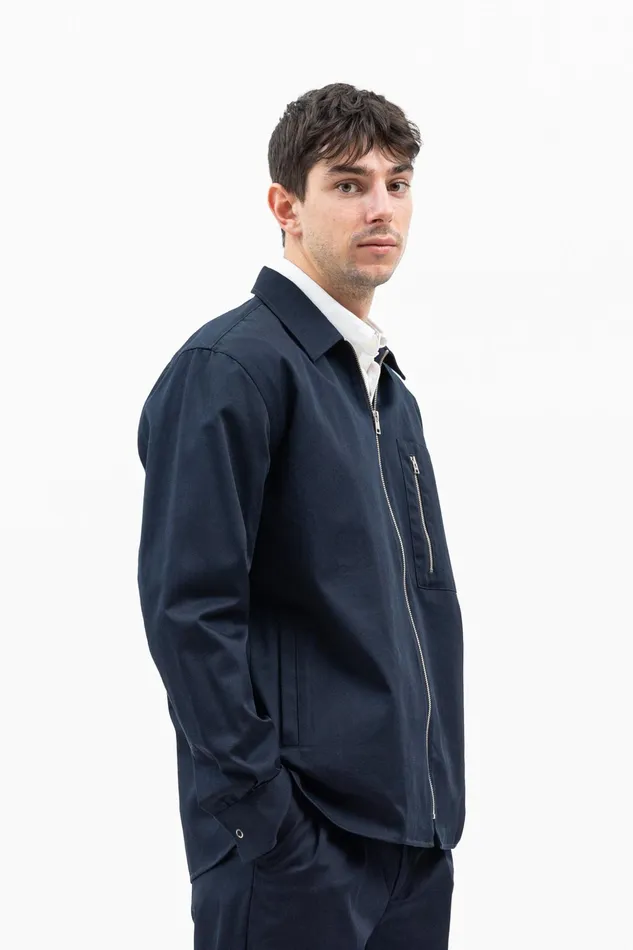 Men Norse Projects Overshirts Ulrik Gabardine Overshirt Dark Navy