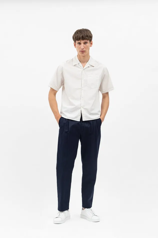Men Norse Projects Shirting Carsten Cotton Tencel Shirt Marble White
