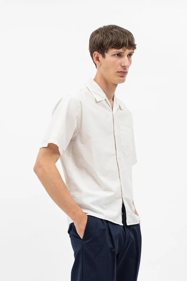 Men Norse Projects Shirting Carsten Cotton Tencel Shirt Marble White