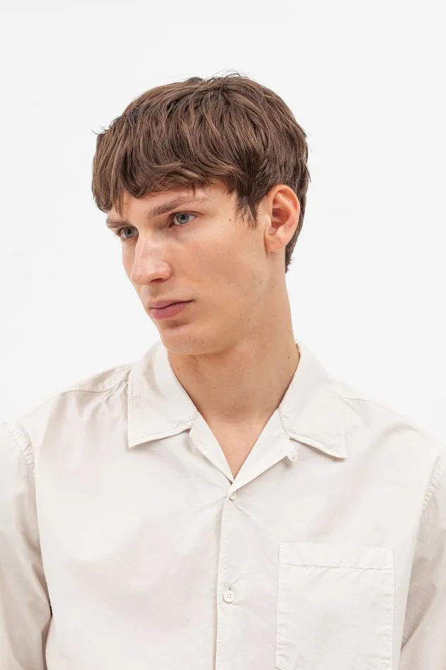 Men Norse Projects Shirting Carsten Cotton Tencel Shirt Marble White