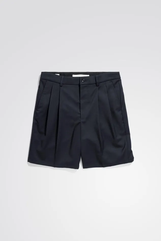 Men Norse Projects Shorts Benn Relaxed Light Wool Pleated Short Dark Navy