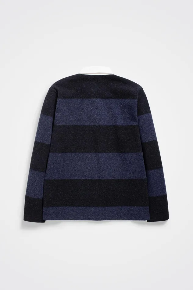 Men Norse Projects Sweatshirts Ruben Brushed Jersey Rugby LS Polo Navy
