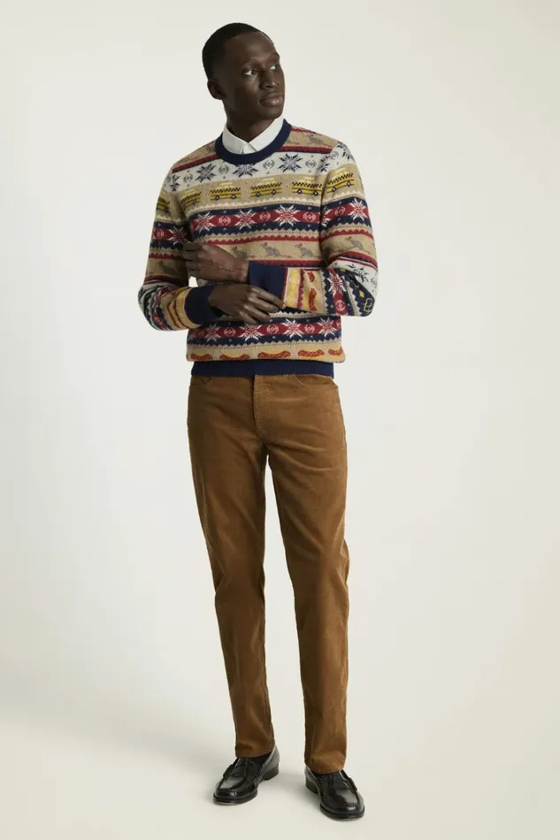 Men NYC Fair Isle Sweater Navy Multicolor Bonobos Crew and VNeck Sweaters