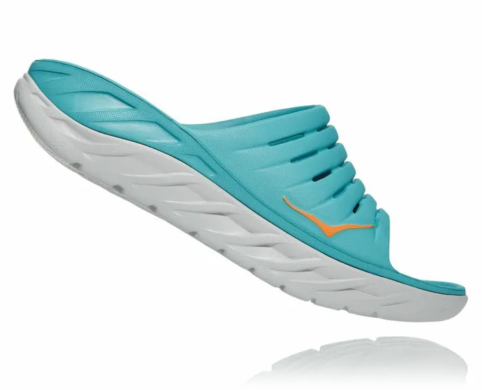Men ORA Recovery Slide Aquarelle Blazing Orange HOKA ONE ONE Recovery Sandals