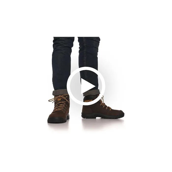 Men Outline Steel Toe Work Boot Cat Footwear Boots