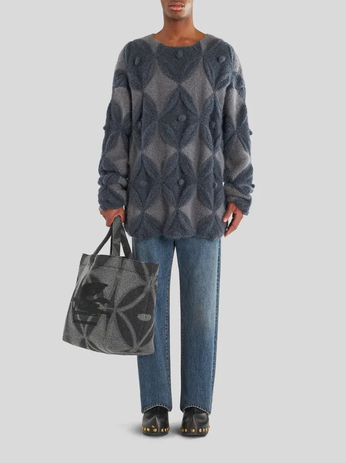 Men Oversize Jumper With Geometric Pattern Etro Knitwear