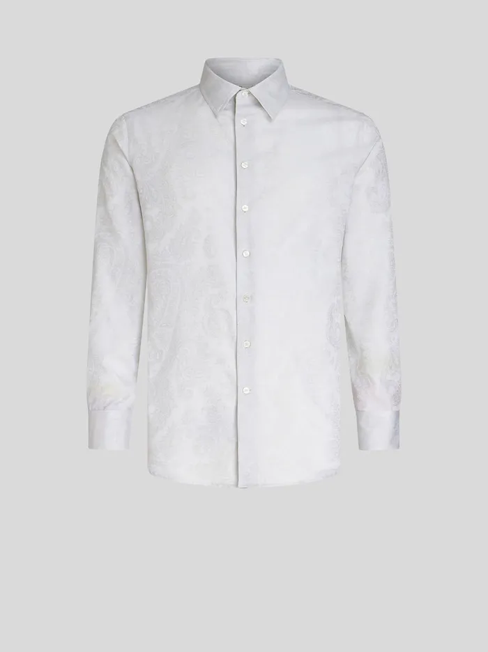 Men Paisley Jacquard Cotton Shirt Etro Shirts
