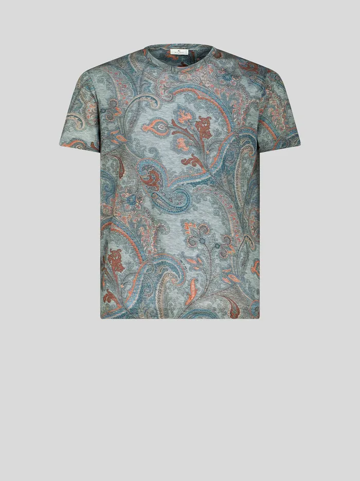 Men Paisley Lyocell TShirt Etro TShirts