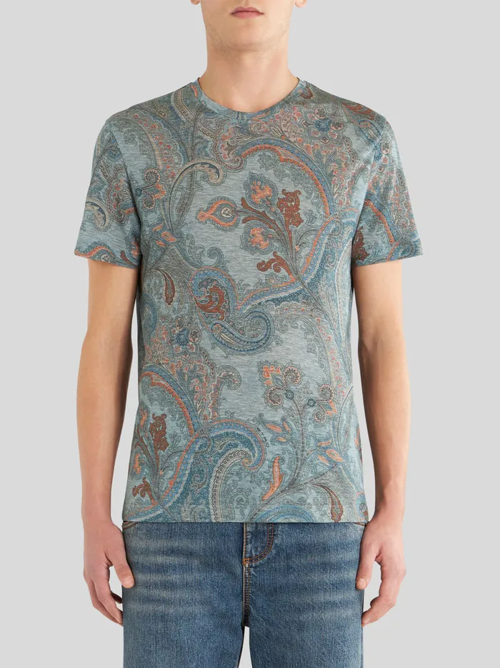 Men Paisley Lyocell TShirt Etro TShirts