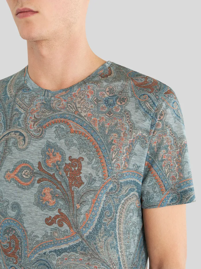 Men Paisley Lyocell TShirt Etro TShirts