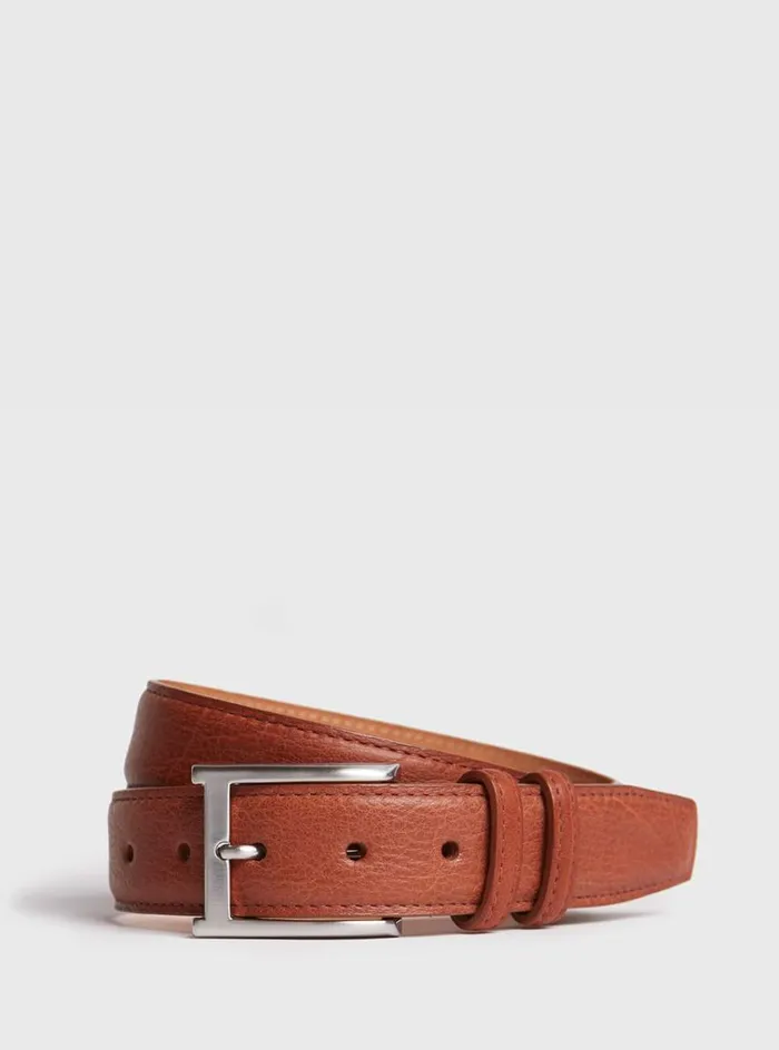 Men Paul Stuart Belts Textured Bison Belt Tobacco
