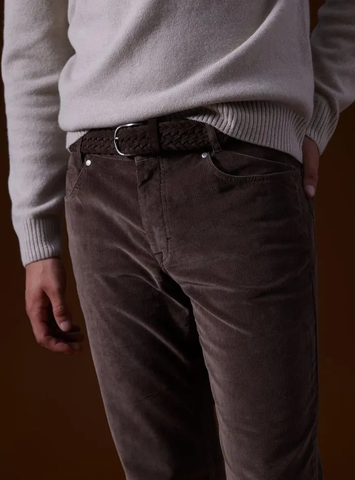 Men Paul Stuart Belts Woven Suede Belt Brown