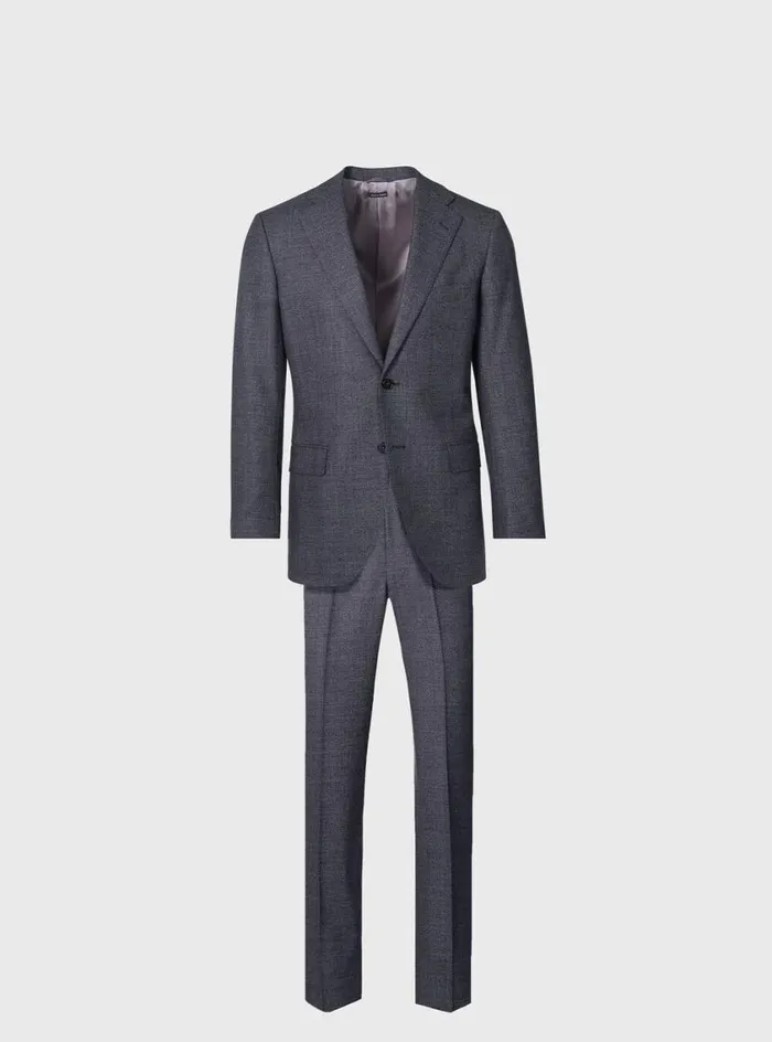 Men Paul Stuart Blazers and Jackets Heather Nailhead Wool Andrew Suit Charcoal