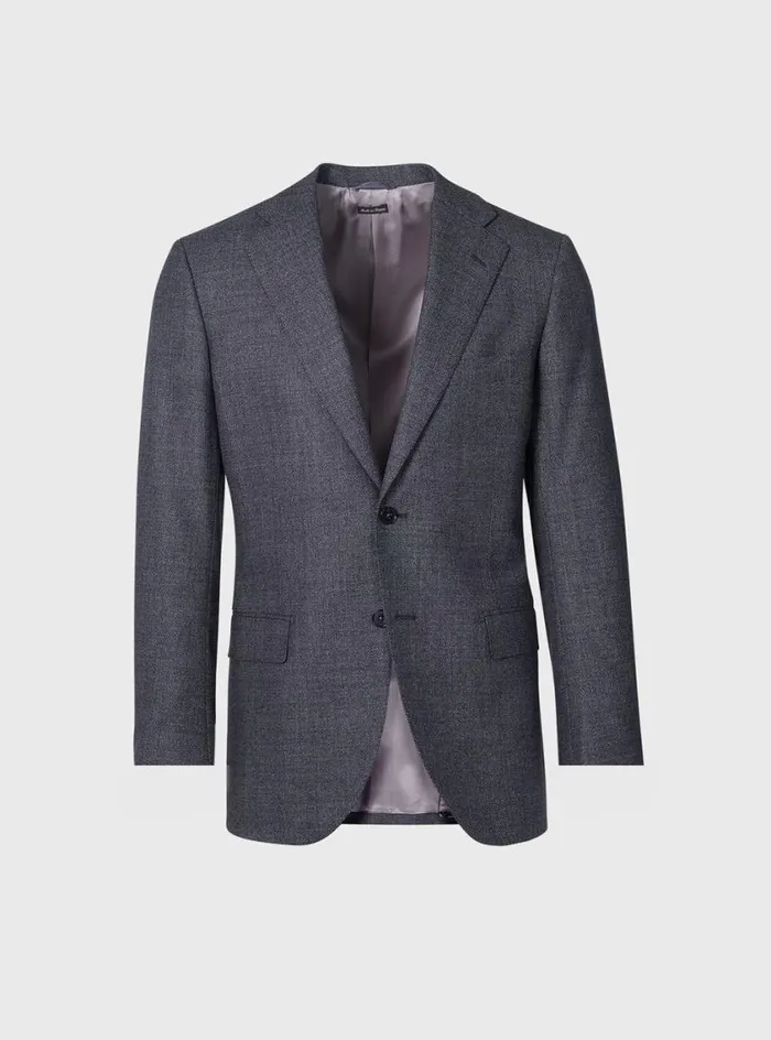 Men Paul Stuart Blazers and Jackets Heather Nailhead Wool Andrew Suit Charcoal