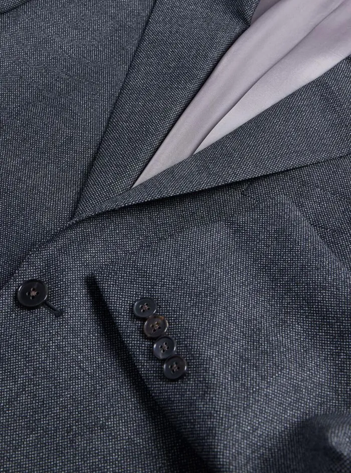 Men Paul Stuart Blazers and Jackets Heather Nailhead Wool Andrew Suit Charcoal