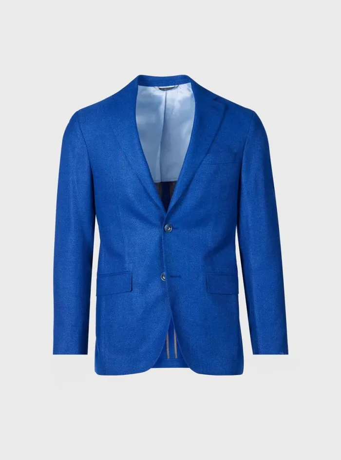 Men Paul Stuart Blazers and Jackets Hopsack Summer Jacket Royal Blue