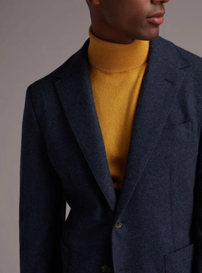 Men Paul Stuart Blazers and Jackets Wool and Cashmere Jersey Jacket Blue