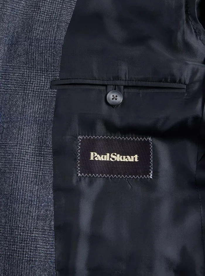 Men Paul Stuart Blazers and Jackets Wool and Cashmere Plaid Paul Suit Grey