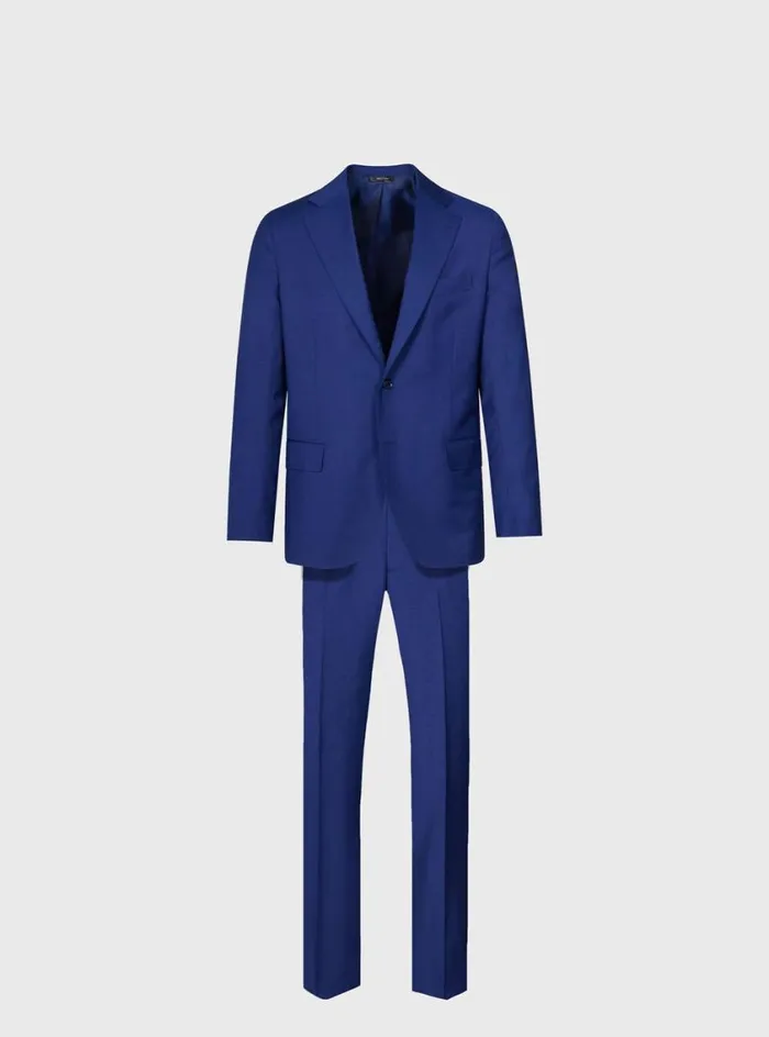 Men Paul Stuart Blazers and Jackets Wool Tick Weave Suit Blue