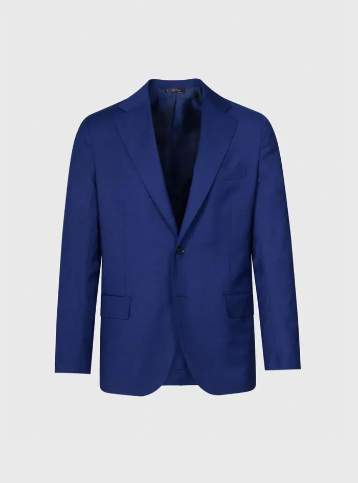 Men Paul Stuart Blazers and Jackets Wool Tick Weave Suit Blue
