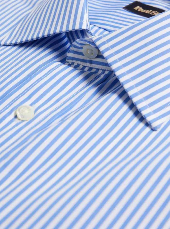 Men Paul Stuart Dress Shirts Blue Bengal Stripe Dress Shirt Blue