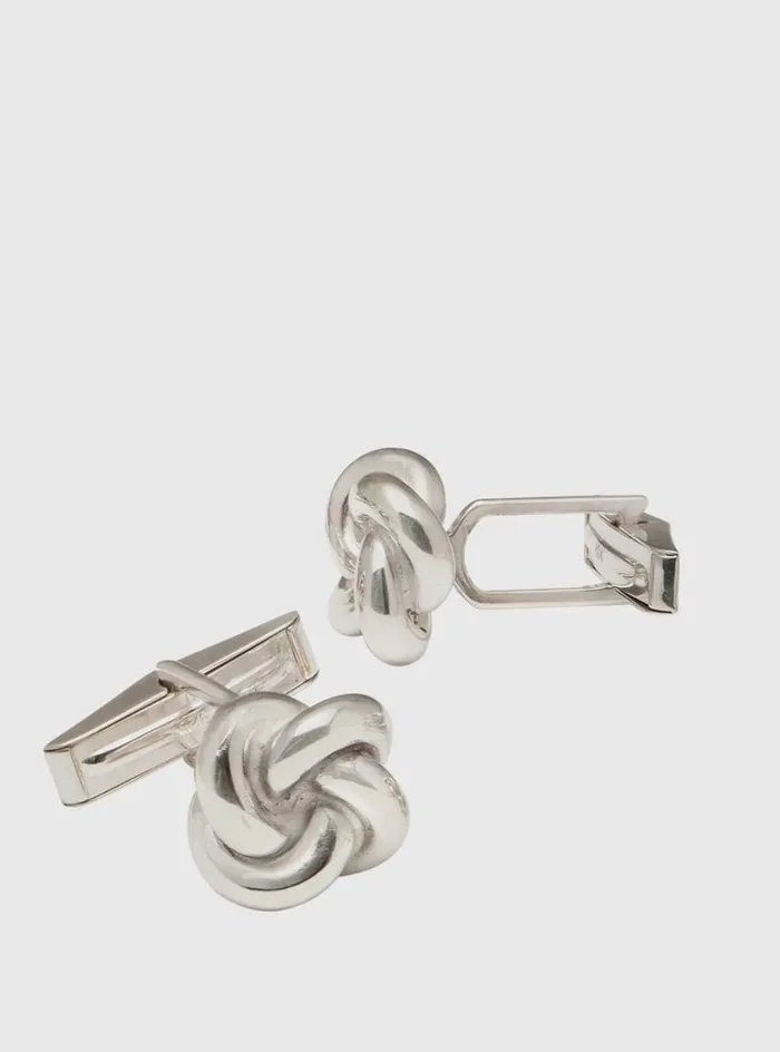 Men Paul Stuart Jewelry Sterling Silver Knot Cufflinks Silver