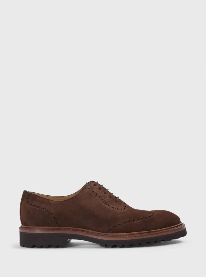 Men Paul Stuart Laceups and Oxfords Homer Suede Wing Tip Oxford Brown