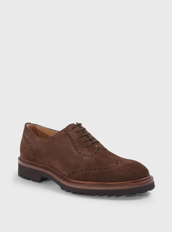 Men Paul Stuart Laceups and Oxfords Homer Suede Wing Tip Oxford Brown