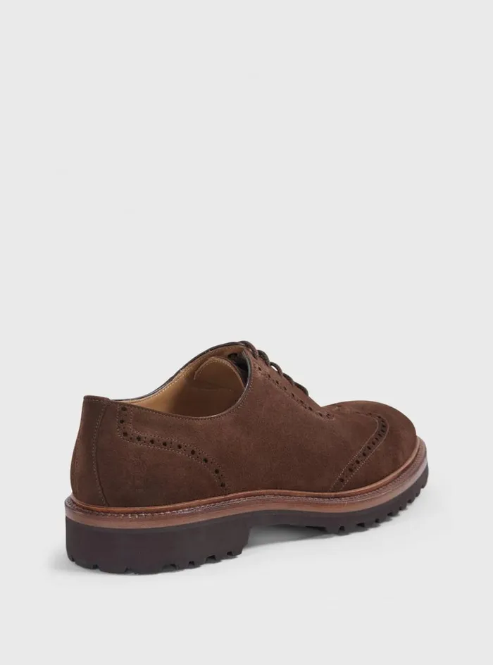 Men Paul Stuart Laceups and Oxfords Homer Suede Wing Tip Oxford Brown